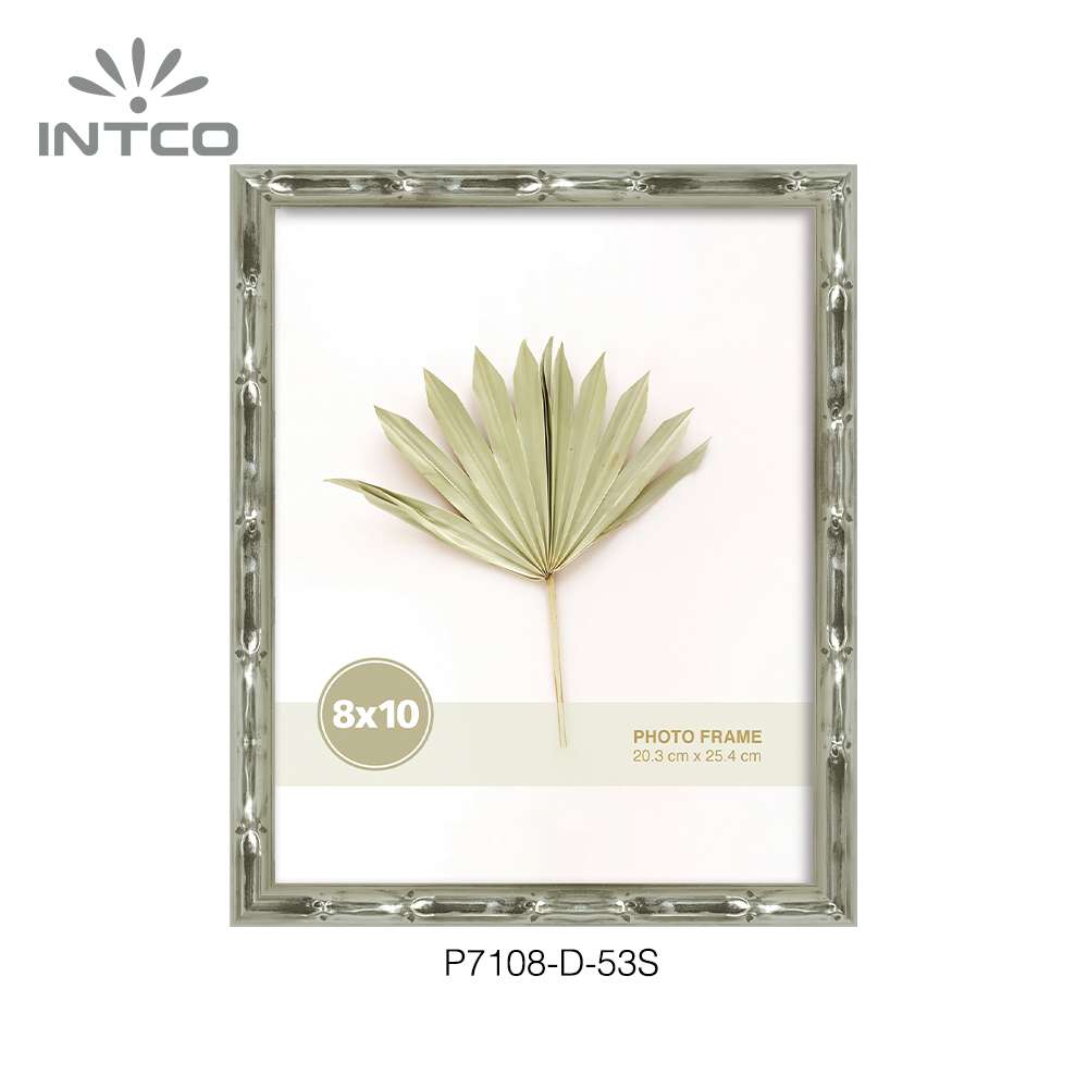 8x10in contemporary silver bamboo photo frame